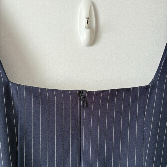 Banana Republic Belted Sheath Midi Dress Navy Stripe Size 10 - Picture 7 of 9